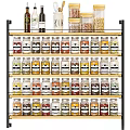 Organized Glass Spice Jars On Multiple Layers Metal Rack For Decorative Kitchen Storage 3d model