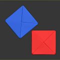 Blue And Red Square Shaped Animal Toys Placed On Black Background Surface