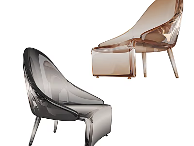 Modern Transparent Leisure Chair In Black And Brown With Streamlined Shape And Metal Legs 3d model