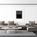 Modern Gray Sofa And Round Coffee Table Set For Living Room Interior Decor 3d model