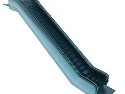 Modern Blue Escalator Design With Metal Staircase And Moving Steps 3d model