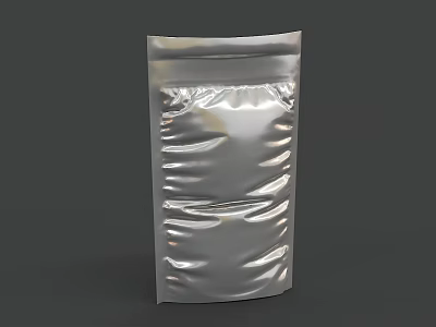 Resealable Metallic Silver Stand Up Pouch for Daily Necessities Storage 3d model