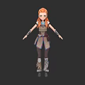 3D Animated Game And Movie Character With Orange Hair Armored Outfit And Detailed Boots