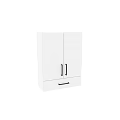 Modern White Vanity Cabinet With Double Doors Drawer And Black Handles