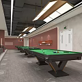 Modern Billiard Room Interior With Tables And Chairs 3d model