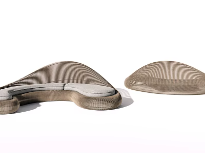 Stylish Modern Outdoor Sofa With Woven Material Curved Structure And Comfortable Cushions 3d model
