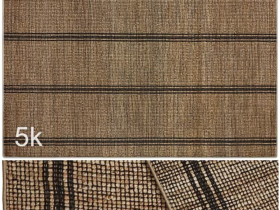 Brown Square Rug Featuring Black Stripes And Woven Texture Design 3d model