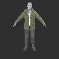 Game Movie Character 3D Model Wearing Green Jacket White T-shirt Dark Jeans And Boots