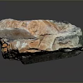 Natural Stone and Wood with Orange Green Hues and Textured Surfaces Design