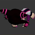 Cartoon Style Character With Purple Pink Pigtails White Pants Purple Top Standing Pose Pink Accents
