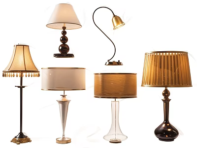 Modern Stylish Table Lamps With Various Designs And Materials For Home Decor 3d model