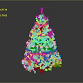 Blue Christmas Tree Decorated With Floral Ornaments And Pearl Beads