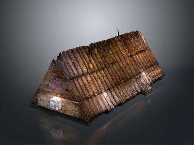 Old Weathered Roof Model With Broken Tiles And Vintage Wooden Structure Design 3d model