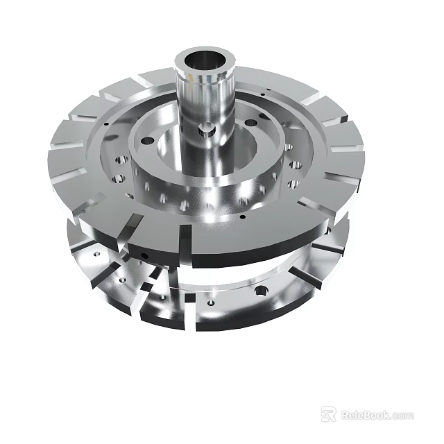 Shiny Precision Metal Mechanical Component With Holes And Industrial Structure 3d model 
