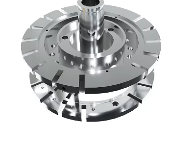 Shiny Precision Metal Mechanical Component With Holes And Industrial Structure 3d model