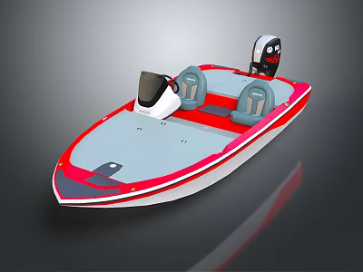 Stylish Yacht With Red Accents Comfort Seats And Modern Design 3d model