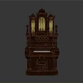 Vintage Ornate Carved Wooden Organ Decorative Piece With Golden Accents for Home Decor