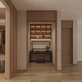 Modern Bedroom Interior Design With Large Bed Rug Wooden Floor And Landscape Decorative Wall