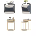 Modern Luxurious Bedside Tables With Gold Metal Frame Round Top And Drawer Detail