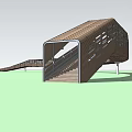 Modern Wooden Landscape Bridge Design With Open Structure And Staircase Platform 3d model