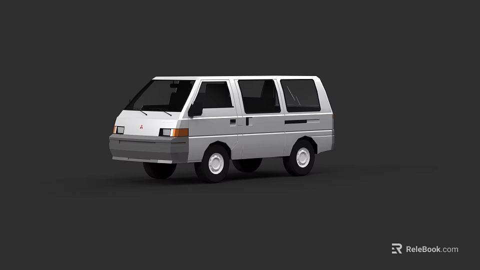 Silver Classic Van With Sleek Exterior And Multiple Side Windows 3d model 