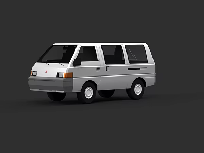 Silver Classic Van With Sleek Exterior And Multiple Side Windows 3d model