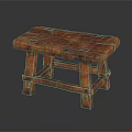 Traditional Solid Wood Stool With Rectangular Seat And Carved Legs Structure