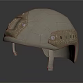 Beige Protective Helmet With Metal Fittings And Side Vent Holes Design