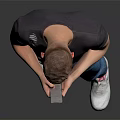 Man Standing With Smartphone Wearing Gray T-Shirt Blue Jeans White Sneakers