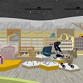 Baby Products Store Featuring Strollers Cribs Toys Gifts with Shelves and Bright Lighting