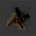 Essential Household Feather Duster With Yellow Handle And Brown Red Feathers