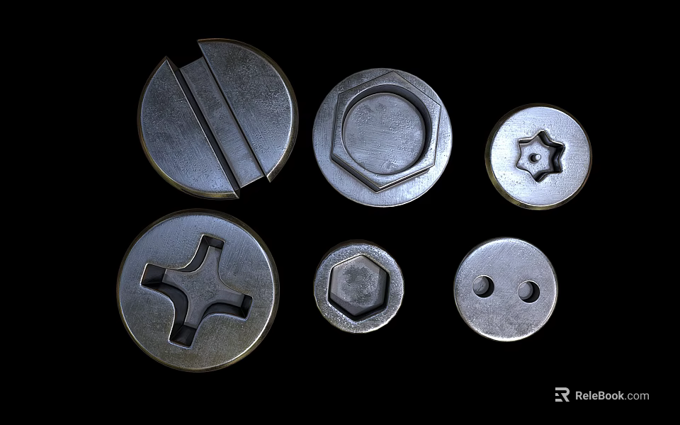 Industrial Equipment Metal Fasteners Including Screws Nuts And Various Mechanical Components 3d model 