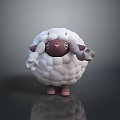 Cute Sheep Plush Toy With White Wool Dark Face And Waving Hand