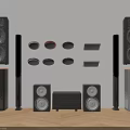 Diverse Design Home Audio Speakers Including Floor Standing Bookshelf Units