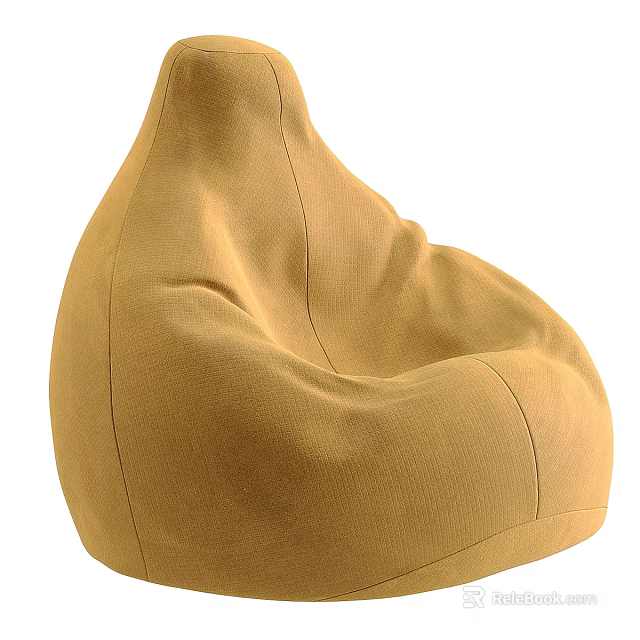 Yellow Fabric Bean Bag Chair Comfortable Modern Design For Living Room 3d model 