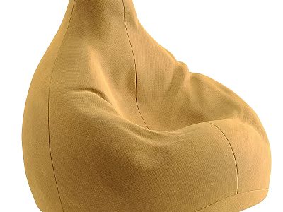 Yellow Fabric Bean Bag Chair Comfortable Modern Design For Living Room 3d model