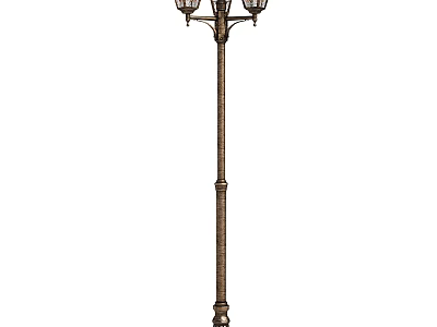 Vintage Decorative Outdoor Lamp With Three Light Heads And Ornate Metal Pole For Garden 3d model
