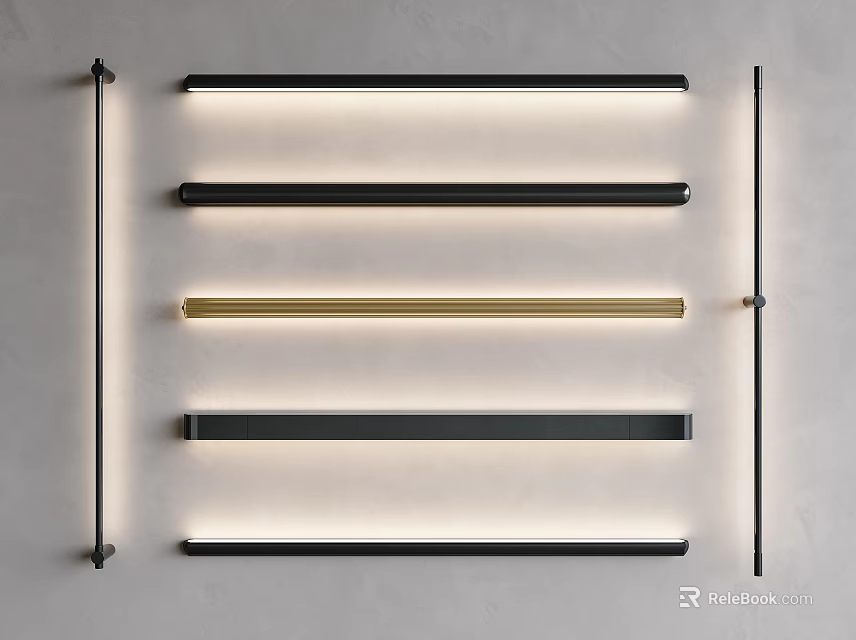 Modern Linear Wall Lamps with Black and Gold Sleek Design Wall Mounted Illuminated Strips 3d model 