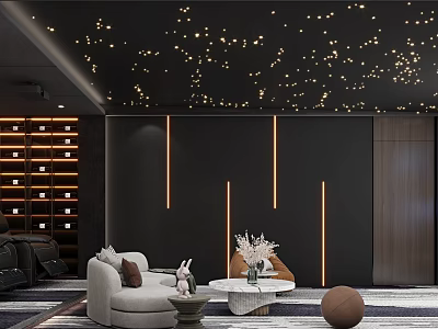 Modern Home Theater Room With Starry Ceiling And Decor 3d model