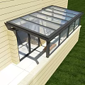 Villa Balcony Design With Glass Roof Large Windows Natural Light And Wooden Furniture
