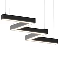 Modern Three Tier Z Shaped Black Linear Pendant Light with White Glow