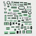 Assorted Green Mechanical Components With Various Shapes Sizes And Industrial Designs 3d model