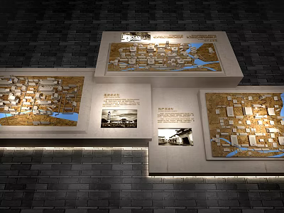 Illuminated Commercial Display Equipment With Multiple Information Boards And Maps 3d model