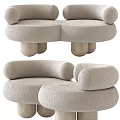 modern double sofa shaped double sofa 3d model