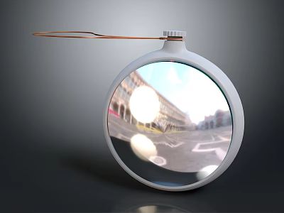 Round Transparent Container Showing Street And Building Reflections With Brown String Top 3d model