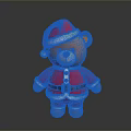 Cute Christmas Teddy Bear In Red Santa Costume With White Trim And Black Buttons