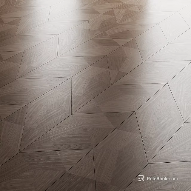 Modern Geometric Wood Flooring With Natural Grain And Interlocking Patterns 3d model 