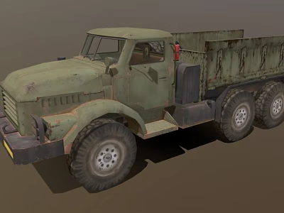 Old Green Rusty Vintage Truck With Weathered Body And Large Cargo Bed 3d model