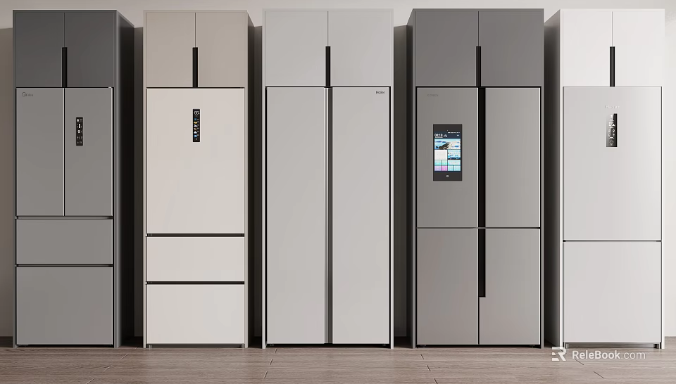 Modern Multi Door Refrigerators With Digital Display And Stylish Color Options 3d model