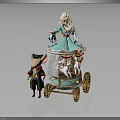 Fairy Tale Carriage Shaped Decorative Furniture With Princess Figurine And Animal Dolls